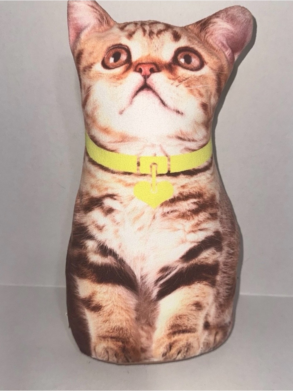 Animal Kitten Print Weighted Doorstop With Light Up Collar Tag Zipper Battery